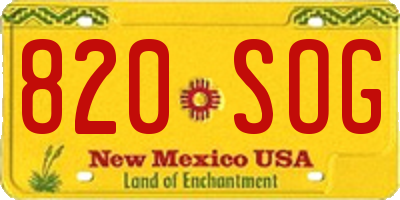 NM license plate 820SOG