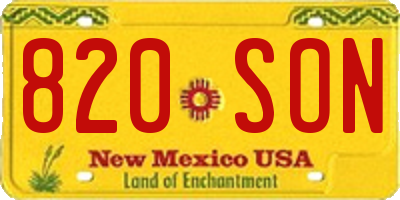 NM license plate 820SON