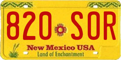 NM license plate 820SOR