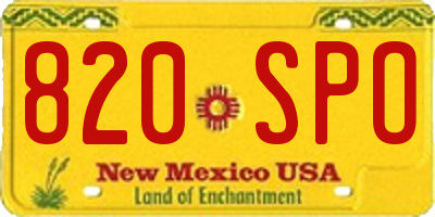 NM license plate 820SPO