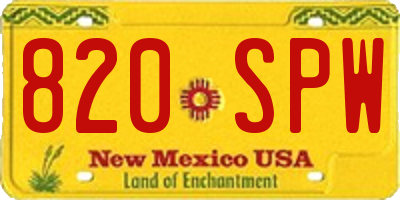 NM license plate 820SPW