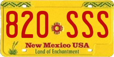 NM license plate 820SSS
