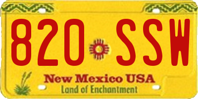 NM license plate 820SSW