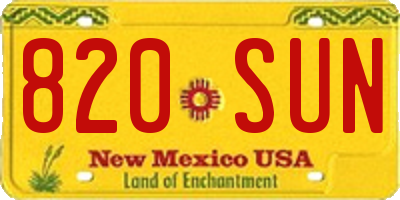 NM license plate 820SUN
