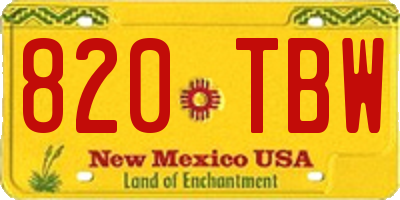 NM license plate 820TBW