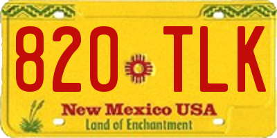 NM license plate 820TLK