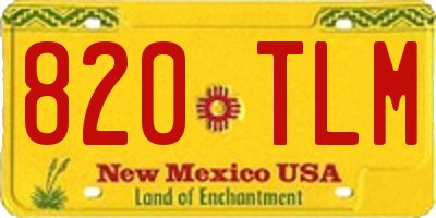 NM license plate 820TLM