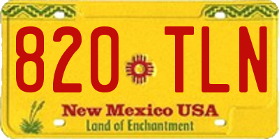 NM license plate 820TLN
