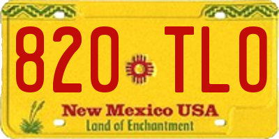 NM license plate 820TLO