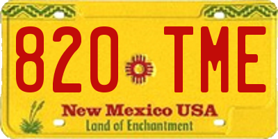 NM license plate 820TME