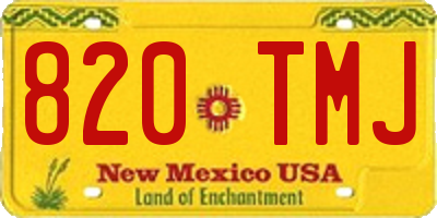 NM license plate 820TMJ