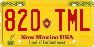 NM license plate 820TML