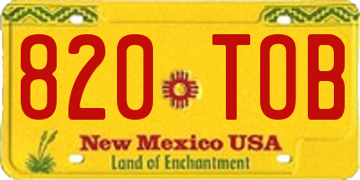 NM license plate 820TOB