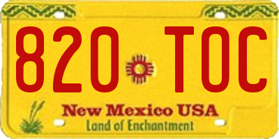 NM license plate 820TOC