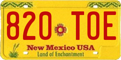 NM license plate 820TOE