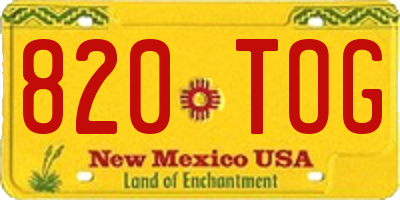 NM license plate 820TOG