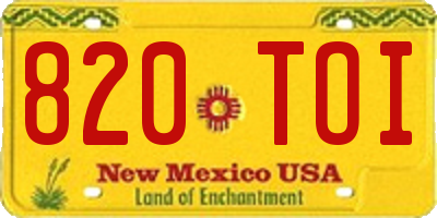 NM license plate 820TOI