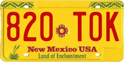 NM license plate 820TOK