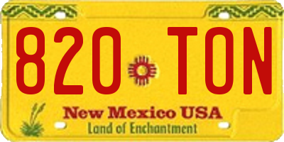 NM license plate 820TON