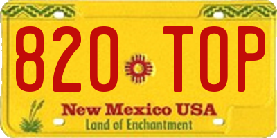 NM license plate 820TOP