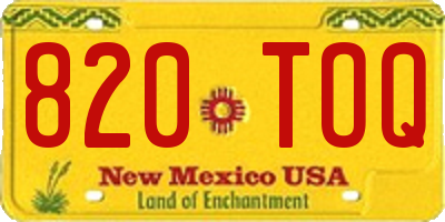 NM license plate 820TOQ