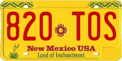 NM license plate 820TOS