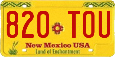 NM license plate 820TOU