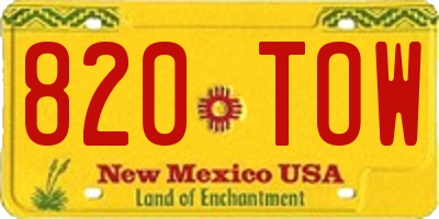 NM license plate 820TOW