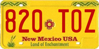 NM license plate 820TOZ