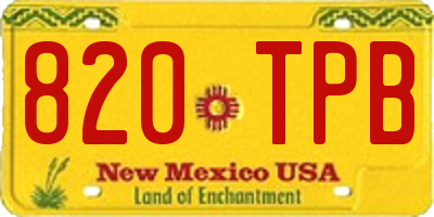 NM license plate 820TPB