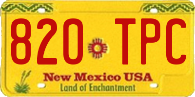 NM license plate 820TPC