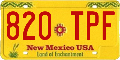 NM license plate 820TPF