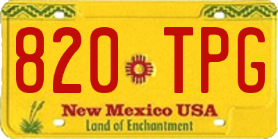 NM license plate 820TPG