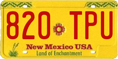 NM license plate 820TPU