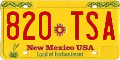 NM license plate 820TSA