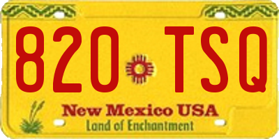 NM license plate 820TSQ