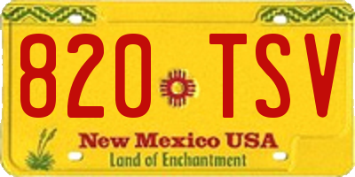 NM license plate 820TSV