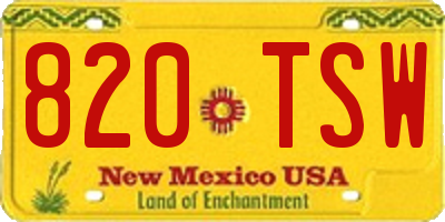 NM license plate 820TSW