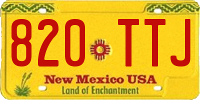 NM license plate 820TTJ