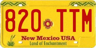 NM license plate 820TTM