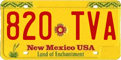 NM license plate 820TVA