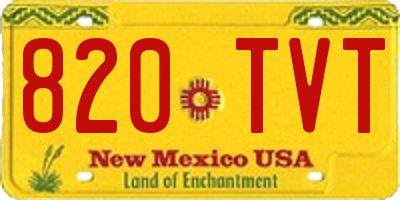 NM license plate 820TVT