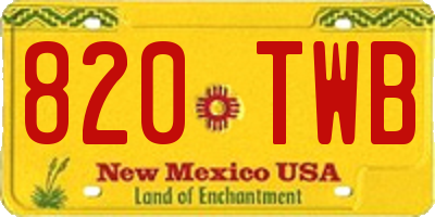 NM license plate 820TWB