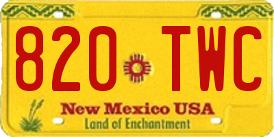 NM license plate 820TWC