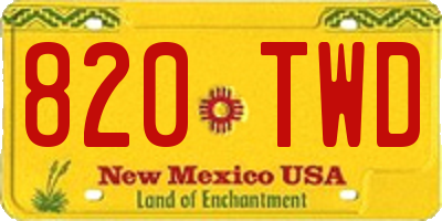 NM license plate 820TWD