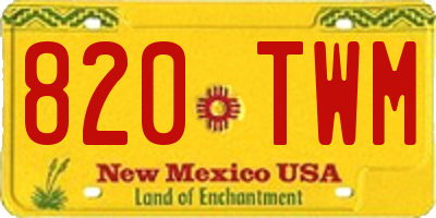 NM license plate 820TWM