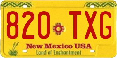 NM license plate 820TXG