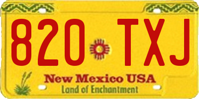 NM license plate 820TXJ