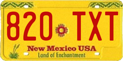 NM license plate 820TXT