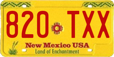 NM license plate 820TXX